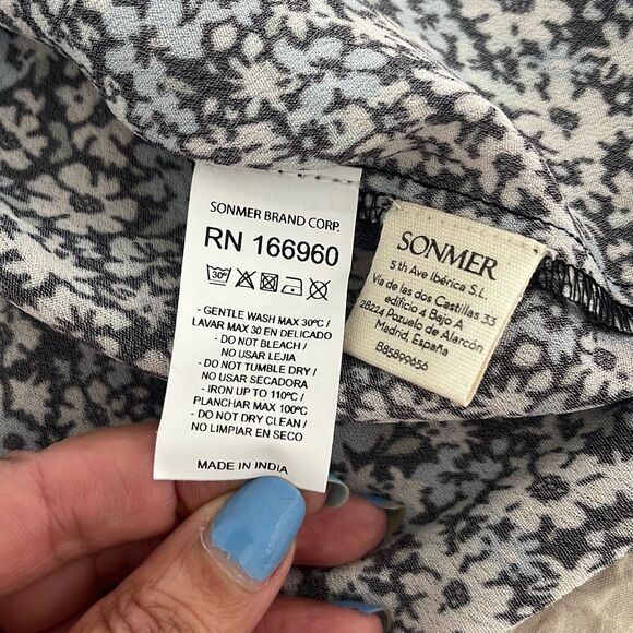 Sonmer‎ Womens Floral Long Sleeve Ruffle Trim Maxi Dress Blue Multi Small NWT - Picture 7 of 11